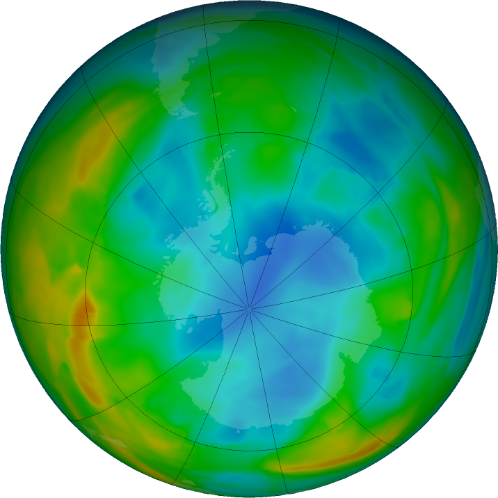 Antarctic ozone map for 13 July 2018